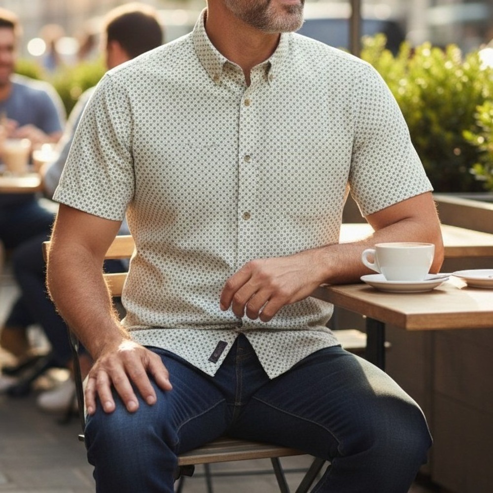 Denim & Supply Ralph Lauren Shirt Mens M‎ White Anchor Print Slim Fit Modern